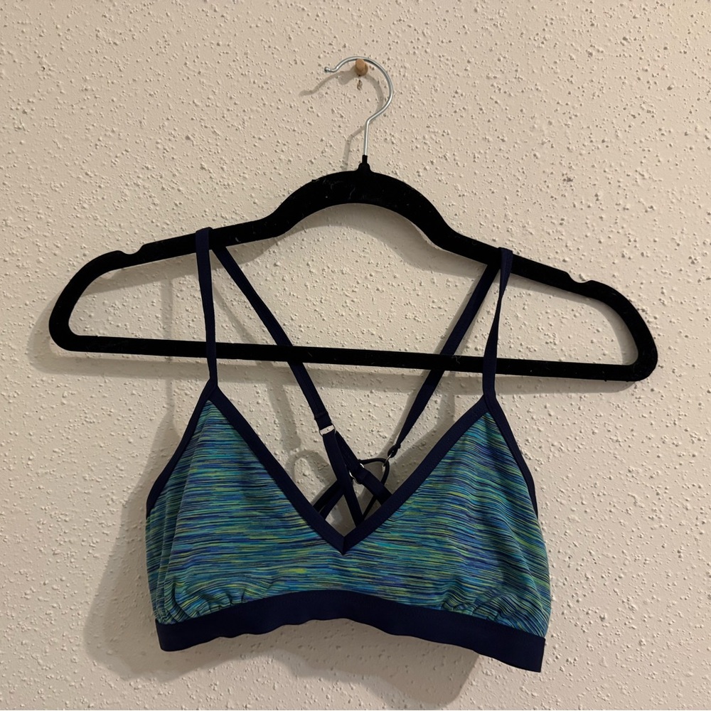 Athleta Paddle Out Triangle Bikini Top - Size S - Blue Multi Color Space Dye - Picture 2 of 8